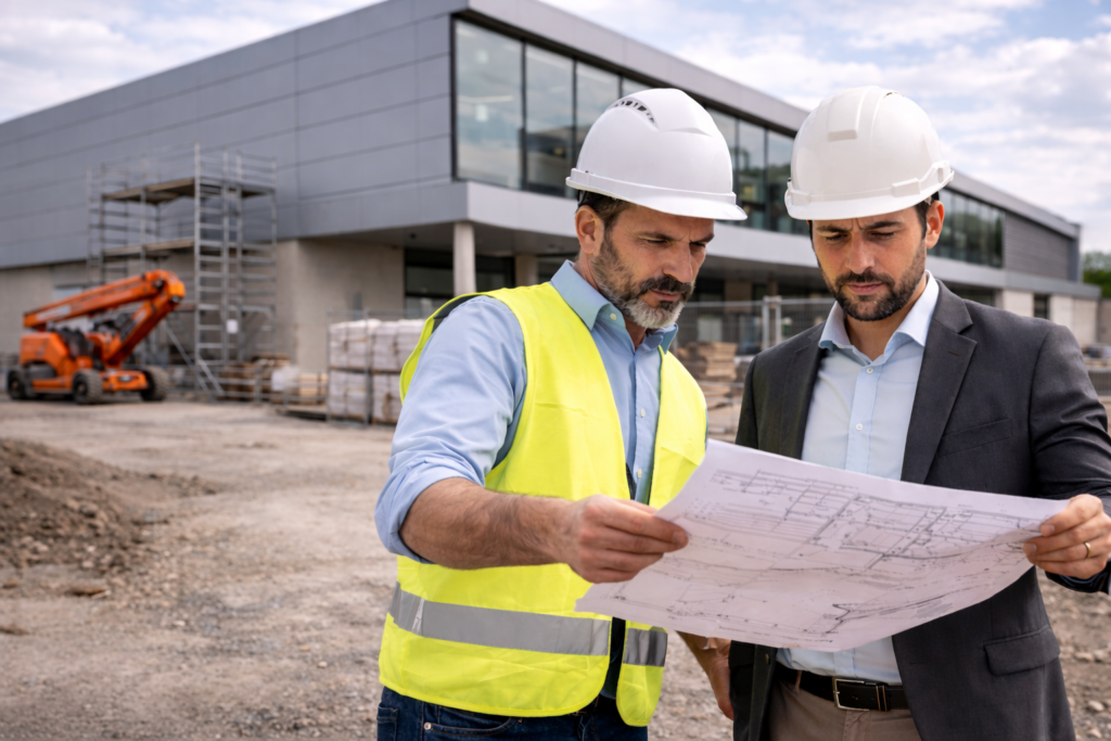 Coordination et suivi de chantier par Blue Construction sur un projet professionnel